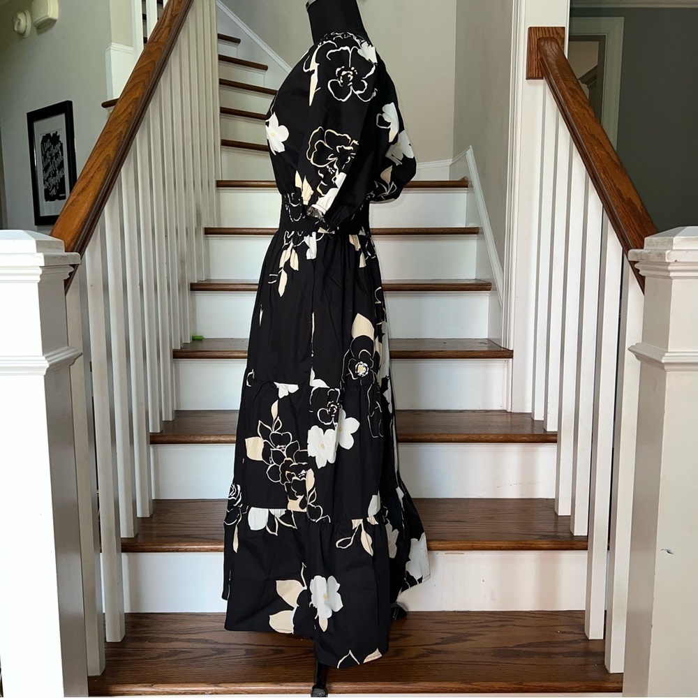 Baltic Born Hacienda Tiered Floral Black and White Women's Dress - Picture 8 of 11